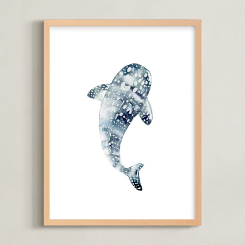 This is a stormy blue kids wall art with standard by Katrina Pete called celestial sharks