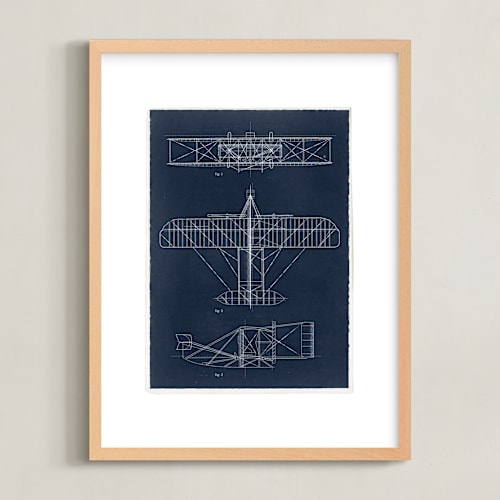 This is a navy kids wall art by Robert and Stella called plane diagram