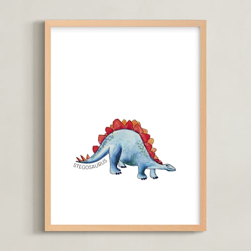 This is a capri art by Rachel Getz called watercolor dino party stegosaurus