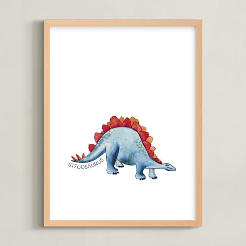 This is a capri art with standard by Rachel Getz called watercolor dino party stegosaurus