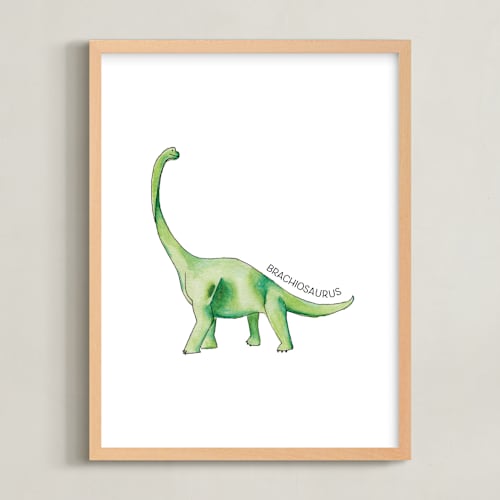 This is a leaf art by Rachel Getz called watercolor dino party brachiosaurus