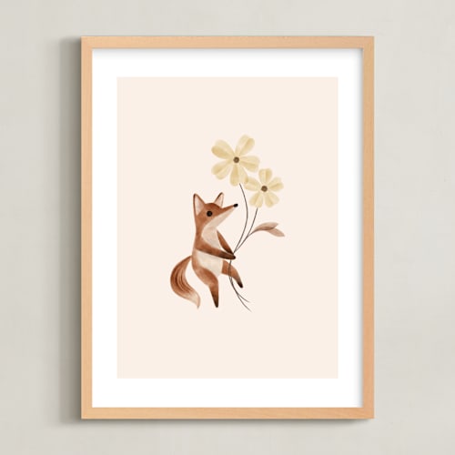 This is a tan art by Vivian Yiwing called fox with flowers