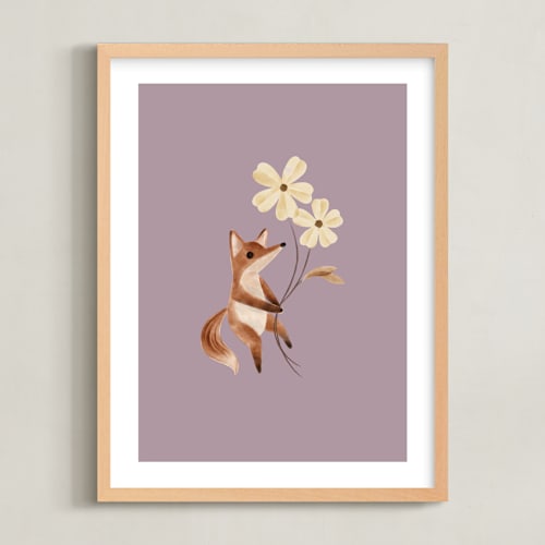 This is a plum art by Vivian Yiwing called fox with flowers