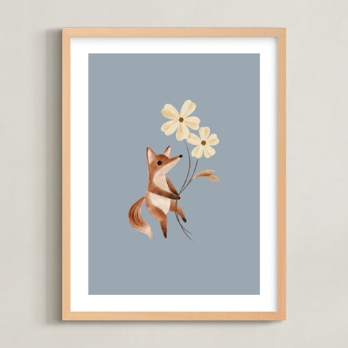 This is a bluebell art by Vivian Yiwing called fox with flowers