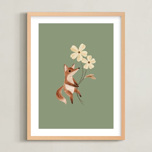 This is a moss art by Vivian Yiwing called fox with flowers