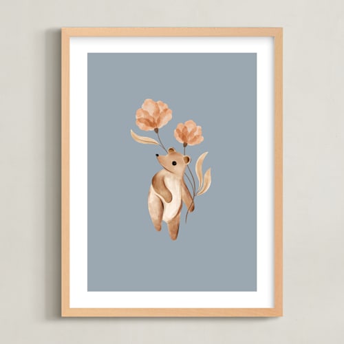 This is a bluebell art by Vivian Yiwing called bear with flowers