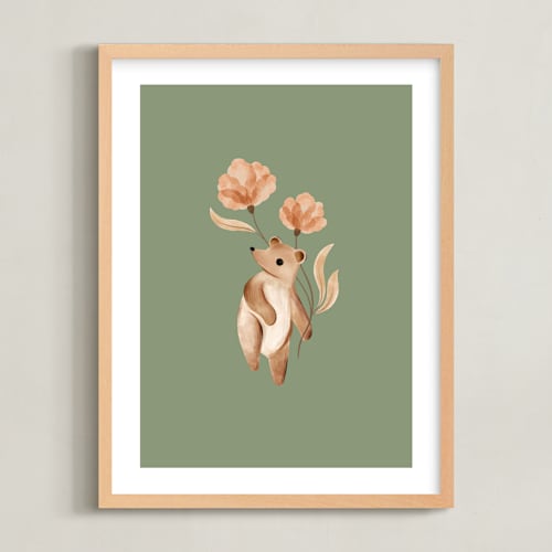 This is a moss art by Vivian Yiwing called bear with flowers