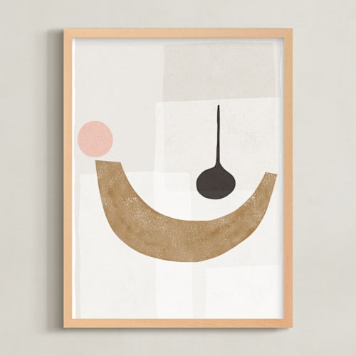 This is a taupe and salmon art by Francesca Iannaccone called the balancing 1