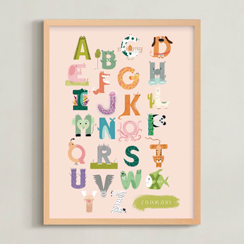This is a cotton candy nursery wall art by Char-Lynn Griffiths called alphabet farm