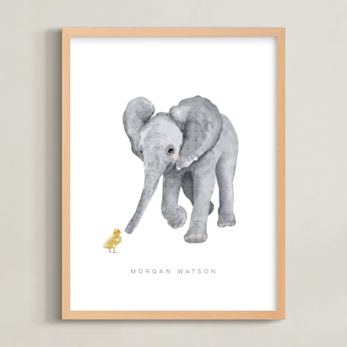 This is a tumbleweed nursery wall art by Cass Loh called baby elephant and duckling
