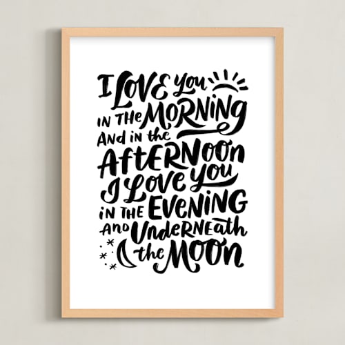 This is a black nursery wall art by Laura Bolter called i love you in the morning