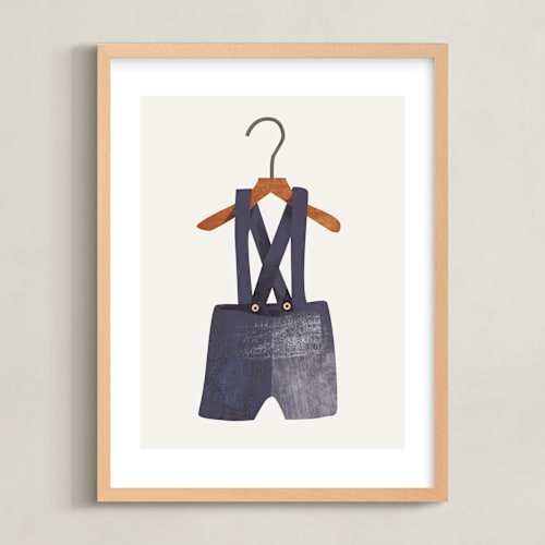 This is a bluebird nursery wall art by Haley Warner called overalls