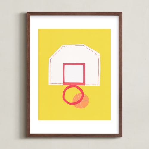 This is a slam dunk sun kids wall art by Elliot Stokes called basketball hoop