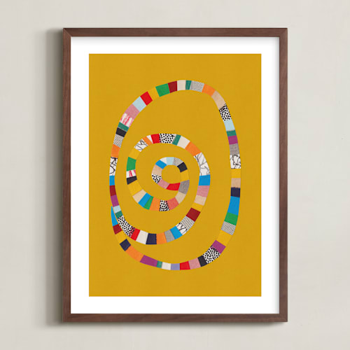 This is a school bus yellow kids wall art by Alisa Galitsyna called whirl of colors