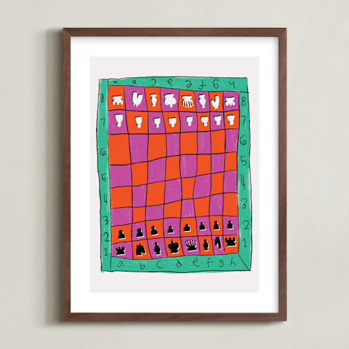 This is a tropical kids wall art by Simona Camp called colorful chess