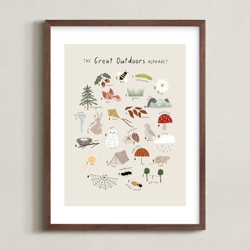 This is a nature art by Maja Cunningham called the great outdoors alphabet