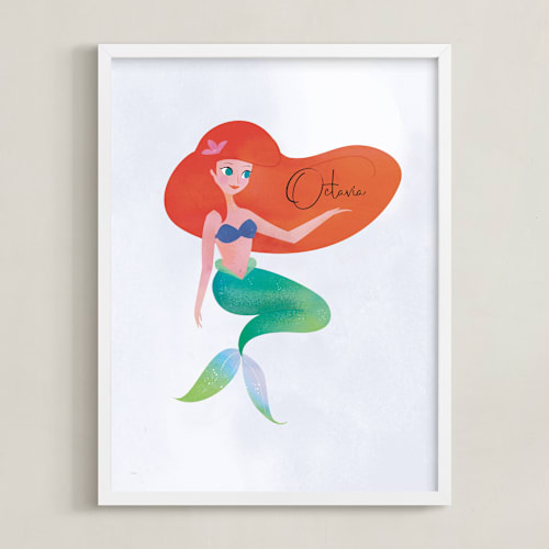 This is a starfish disney art by Lori Wemple called under the sea with ariel from disney's the little mermaid