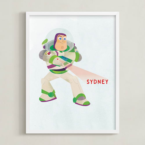 This is a green disney art by Lori Wemple called disney and pixar buzz's laser