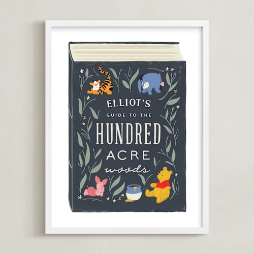 This is a navy disney art by JeAnna Casper called the hundred acre woods from disney's winnie the pooh