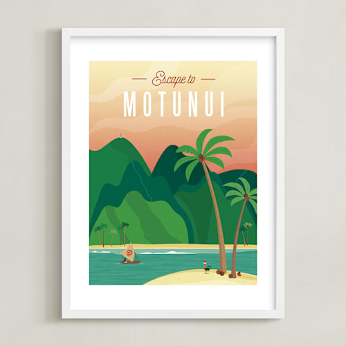 This is a sunset disney art by Erica Krystek called escape to montunui