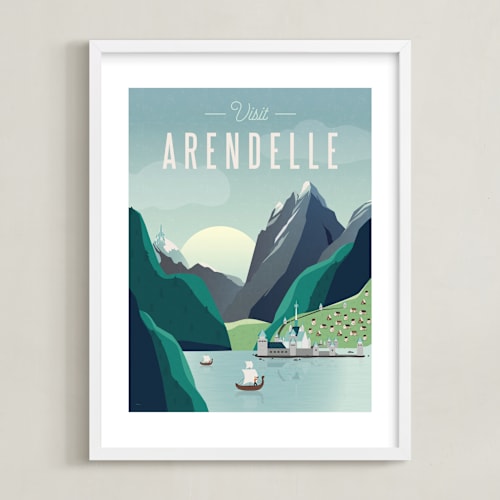 This is a glacier disney art by Erica Krystek called visit arendelle