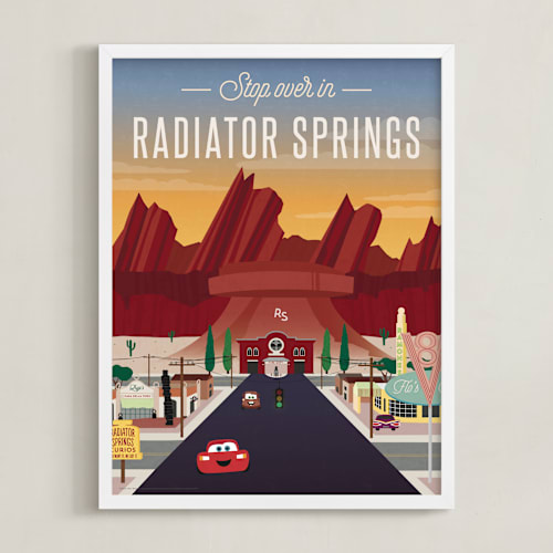 This is a desert disney art by Erica Krystek called stop over in radiator springs