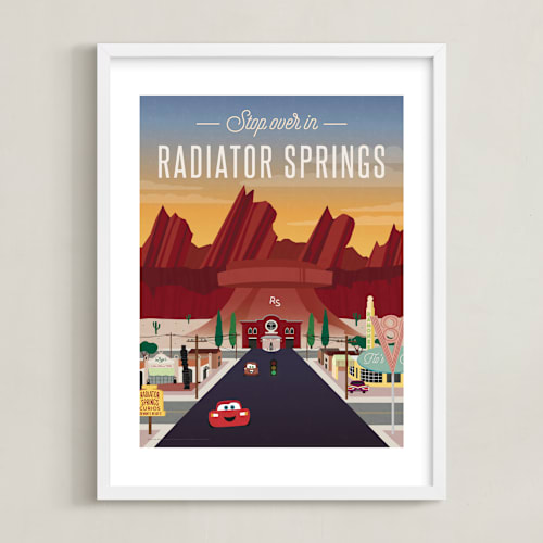 This is a desert disney art by Erica Krystek called stop over in radiator springs
