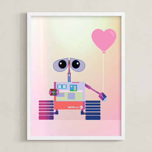 This is a pink disney art by Maja Cunningham called wall-e in technicolor