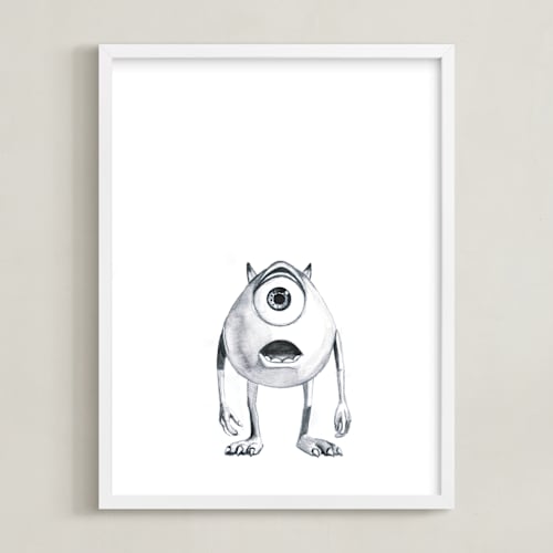 This is a white disney art by Mary Gaspar called mike wazowski