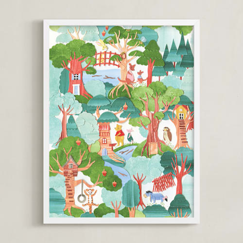 This is a forest disney art by Sarah Knight called hundred paper woods