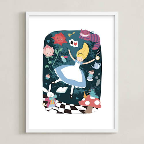 This is a blue disney art by peetie design called the rabbithole from disney's alice in wonderland
