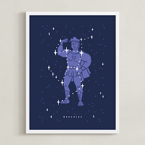 This is a pruple disney art by Rebecca Smith called disney's hercules stars are born