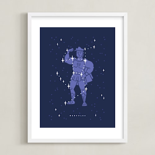 This is a pruple disney art by Rebecca Smith called disney's hercules stars are born