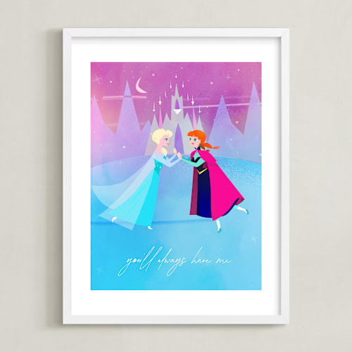 This is a ice disney art by Lori Wemple called elsa and anna from disney's frozen