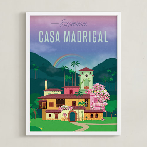 This is a tropical disney art by Erica Krystek called discover disney's casa madrigal