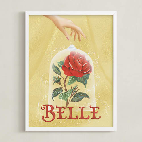 This is a golden disney art by Leah Bisch called disney's belle rose