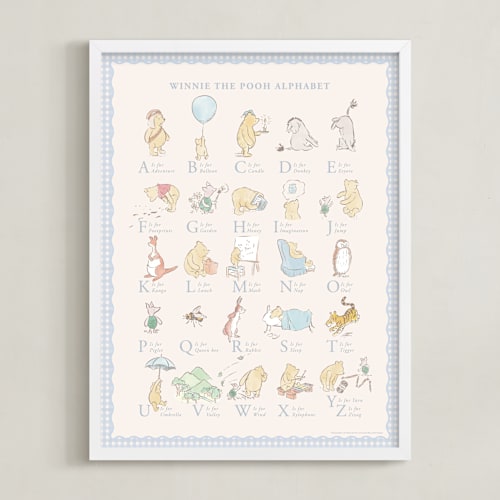 This is a baby blue disney art with standard by Sabrin Deirani called disney winnie the pooh alphabet