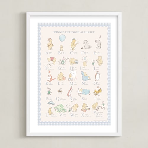 This is a baby blue disney art by Sabrin Deirani called disney winnie the pooh alphabet