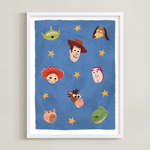 This is a blue disney art with standard by Dani Lugato called disney pixar's toy story stars