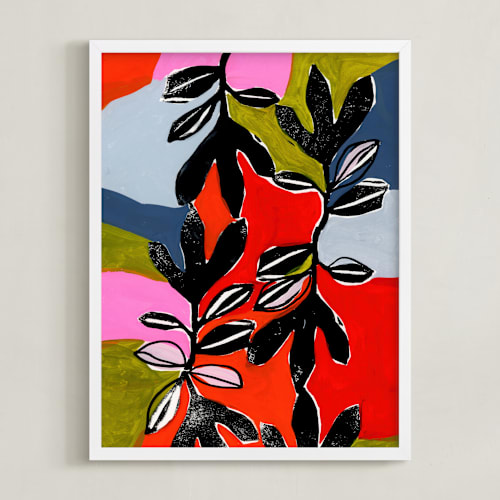 This is a orange fuchsia art by Deborah Velasquez called stained glass and ivy
