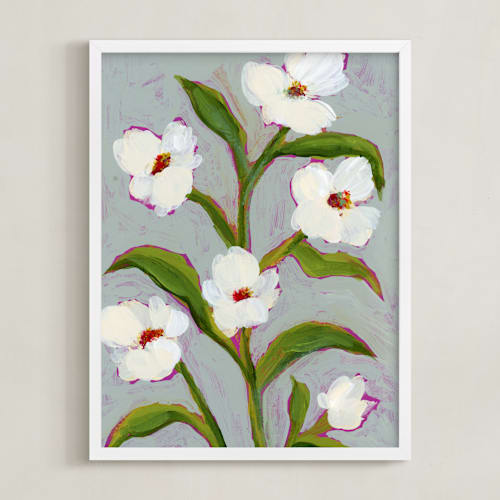 This is a sky blue art by Katie Mulder called floral abstract in icy blue