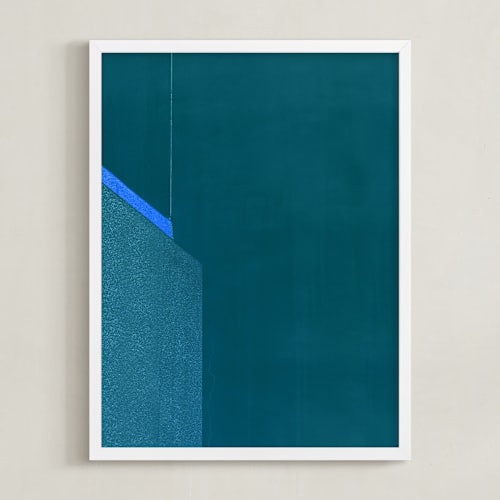 This is a peacock teal art with standard by Lisa Sundin called a balanced arch ii