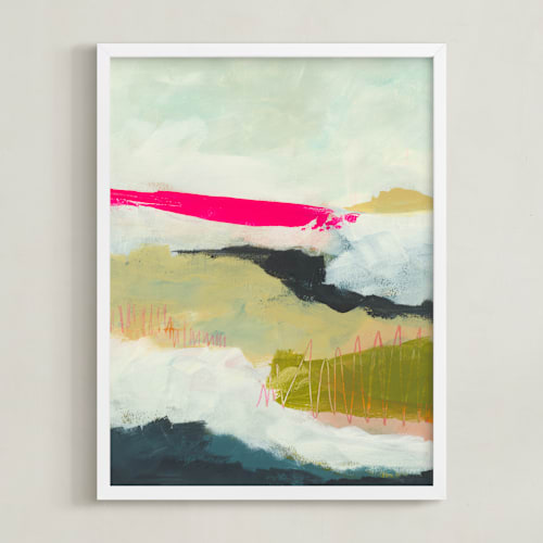 This is a aqua blue-green art with standard by Karyn Denten called pink horizons - hope