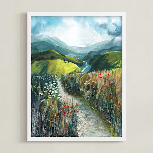 This is a chartreuse green art with standard by Luci Power called two valleys ii