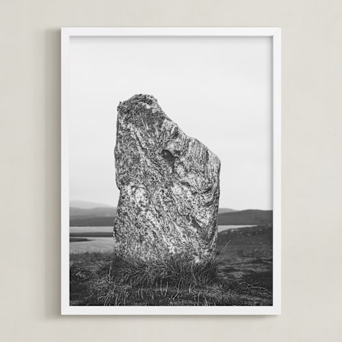 This is a black and white art by Kamala Nahas called standing stones iv