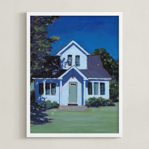 This is a summer night art with standard by Carol C. Young called moonlight and fireflies