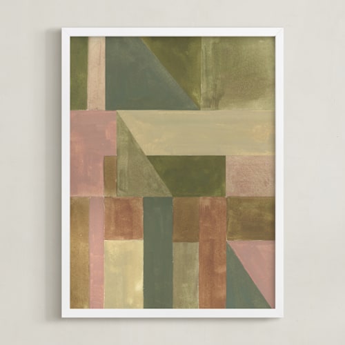 This is a moss green art with standard by Lucrecia Caporale called abstract geometry i