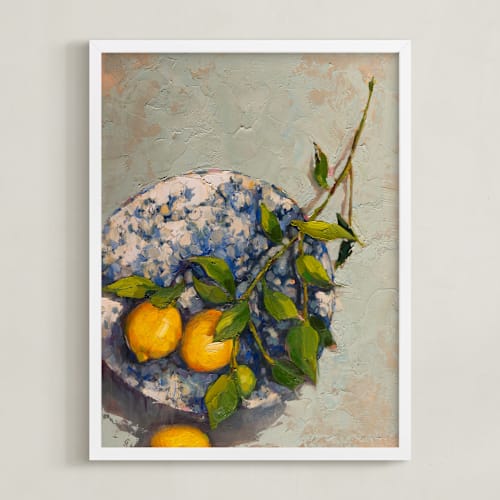This is a golden art with standard by Wendy Keller called lemons on a plate