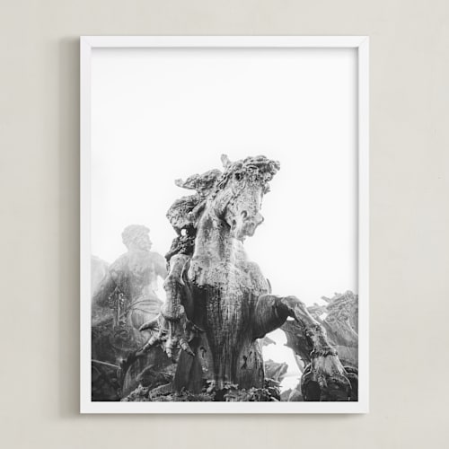 This is a black and white art by Jacquelyn Sloane Siklos called fantastical creature, fountain