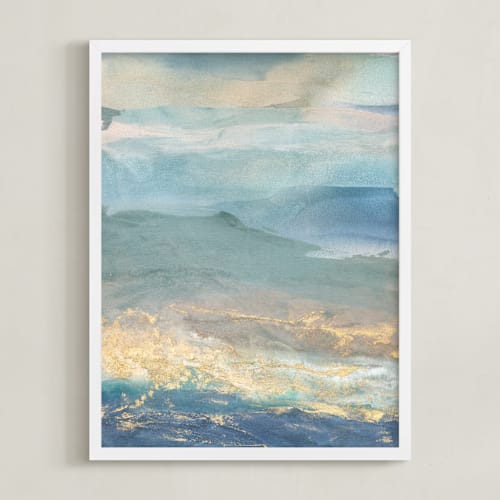 This is a blue slate art with standard by Julia Contacessi called new terrain